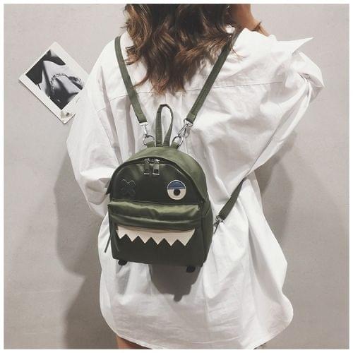 Wacky Cartoon Double Shoulders School Bag Travel Backpack Bag (Green)