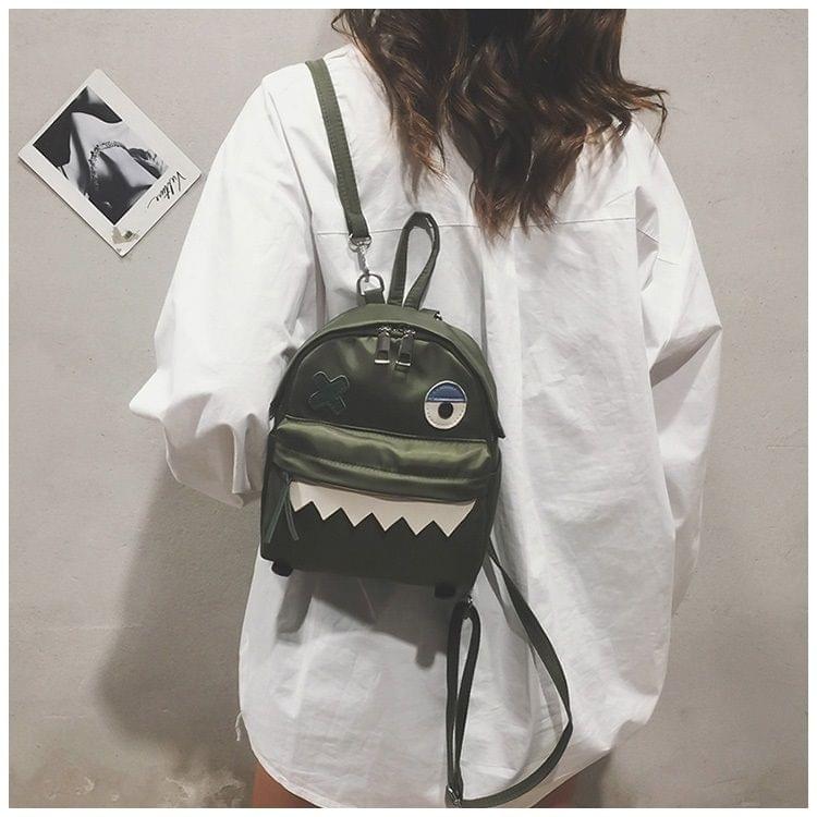 Wacky Cartoon Double Shoulders School Bag Travel Backpack Bag (Green)