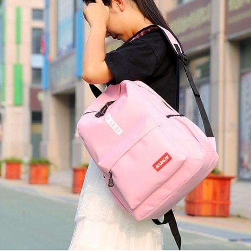 Double Zipper Design Polyester Double Shoulders School Bag Travel Backpack Bag (Pink)