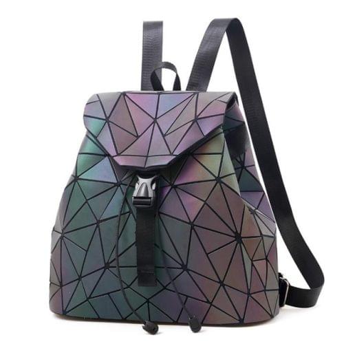 Women Laser Luminous Backpack School Hologram Geometric Fold Student School Bags, Size:25x13x25cm(Luminous triangle)