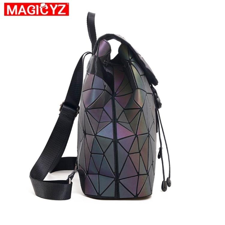Women Laser Luminous Backpack School Hologram Geometric Fold Student School Bags, Size:25x13x25cm(Luminous triangle)