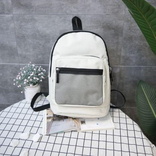 Oxford Double Shoulders School Bag Travel Backpack Bag (White)