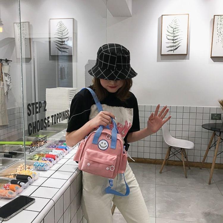 Fresh Smile Double Shoulders Bag Double Zippers Backpack Bag (Pink)