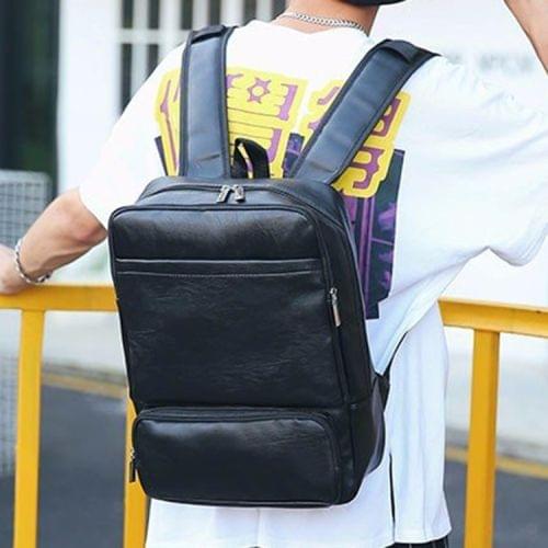 Solid Color Retro PU Leather Double-shoulder Bag Messenger Bag for Men (Black)