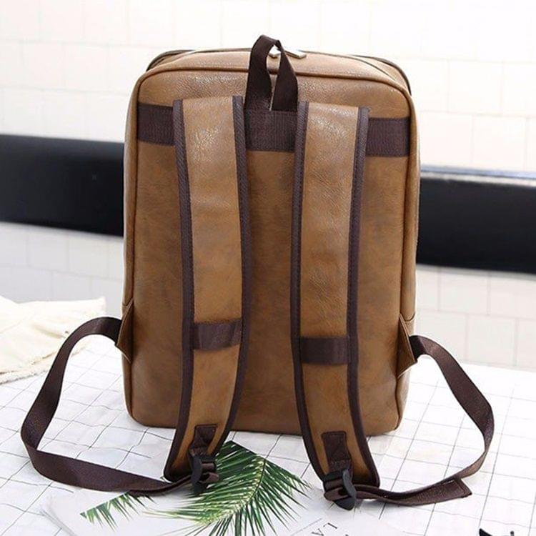 Solid Color Retro PU Leather Double-shoulder Bag Messenger Bag for Men (Black)