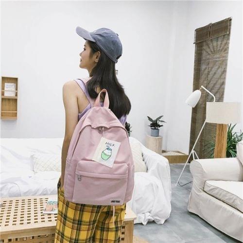 Double Shoulders School Bag Travel Backpack Bag (Pink)