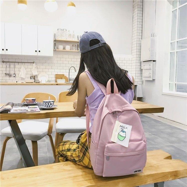 Double Shoulders School Bag Travel Backpack Bag (Pink)