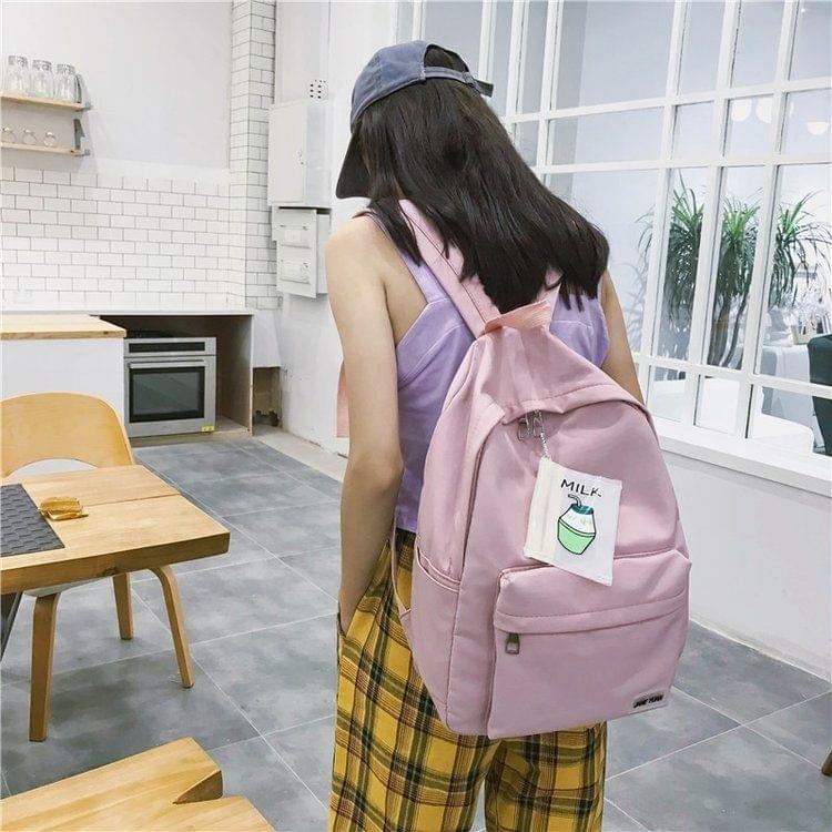 Double Shoulders School Bag Travel Backpack Bag (Pink)