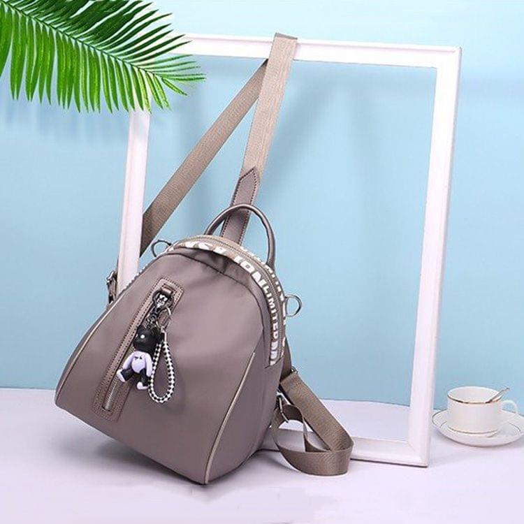 Fashion Nylon School Backpack Casual Handbag Shoulder Bag(Light Grey)