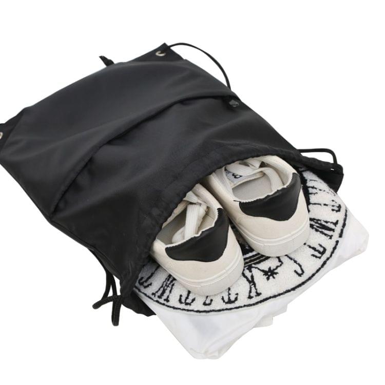 Drawstring Nylon Double Shoulders Sports Backpack Bag (Black)