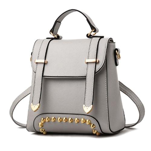 Rivet Pattern Leisure Fashion PU Double Shoulder Bag Handbag(Grey)\t    \t\t        \t
                        \t
    \t\t\t\t    \t\t\t\tSame Day Shipping on orders before 6PM (GMT+8)