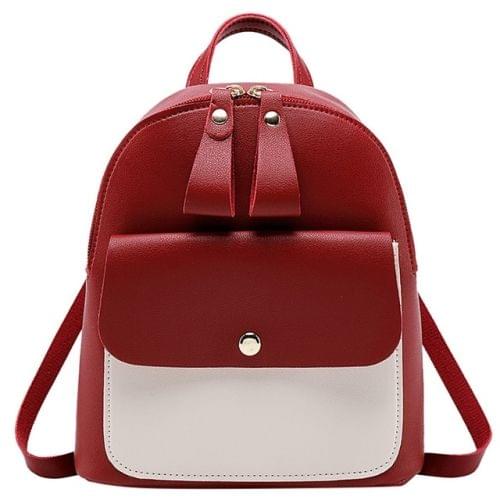 Mini Women Small Backpack Messenger Bag(Red)