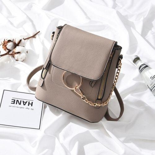 PU Leather Women Backapck Mini Women Shoulder Bags(Khaki)