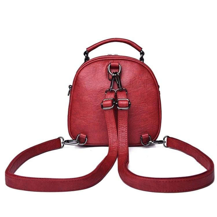 Fashion PU Double Shoulders Bag Messenger Bag Ladies Backpack Handbag (Red)