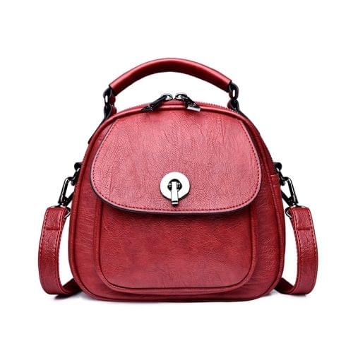 Fashion PU Double Shoulders Bag Messenger Bag Ladies Backpack Handbag (Red)