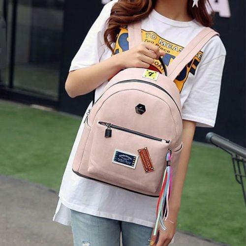 Leisure Fashion PU Leather Backpack Handbag, Size:25x20x12cm(Pink)