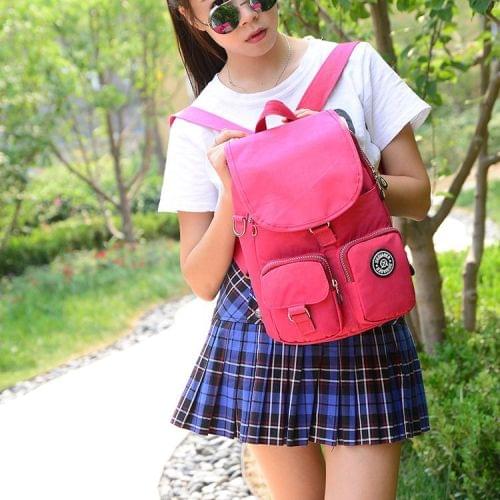 Multi-function Leisure Fashion Nylon Waterproof Slant Shoulder Double Shoulders Bag (Rose Red)