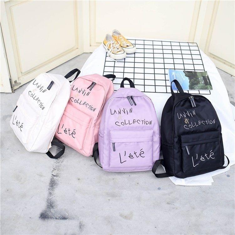 Words Pattern Double Shoulders School Bag Travel Backpack Bag (White)
