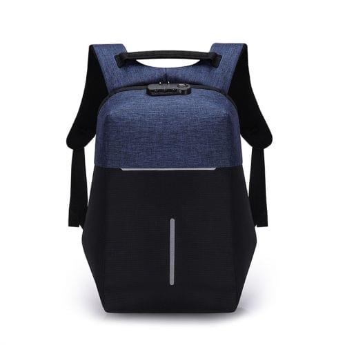 Multi-Function Oxford Portable Casual Double Shoulders School Bag Travel Backpack Bag with USB Charging (Blue)