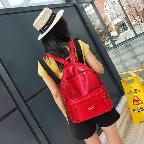 Simple Soft PU Leather Backpack Ladies Messenger Bags Handbag (Red)