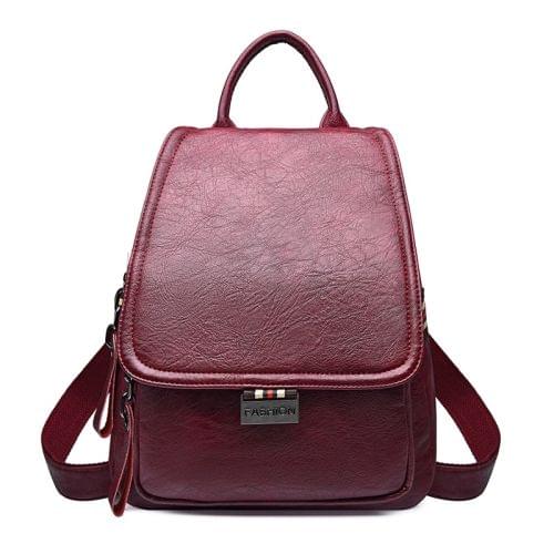 Fashion PU Double Shoulders Bag Ladies Backpack Handbag (Red)