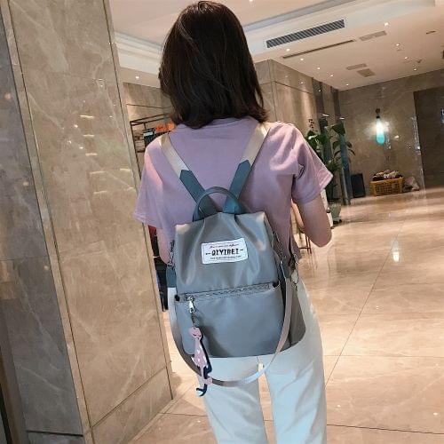 Multi-function Nylon Double Shoulders Bag Ladies Handbag Messenger Bag (Grey)