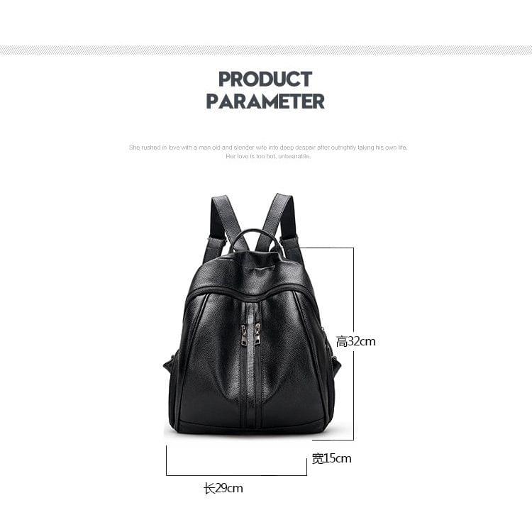 Multi-function Anti-theft Waterproof Casual Fashion Ladies Backpack Crossbody Bag (Black)