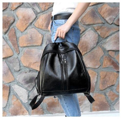 Multi-function Anti-theft Waterproof Casual Fashion Ladies Backpack Crossbody Bag (Black)