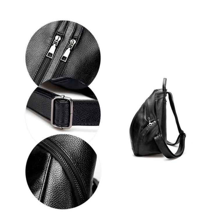 Multi-function Anti-theft Waterproof Casual Fashion Ladies Backpack Crossbody Bag (Black)