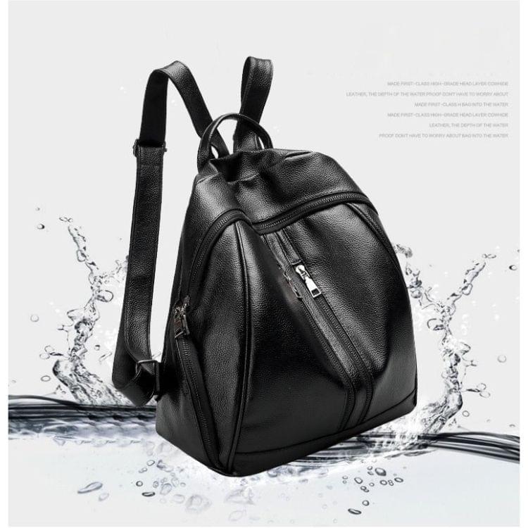 Multi-function Anti-theft Waterproof Casual Fashion Ladies Backpack Crossbody Bag (Black)