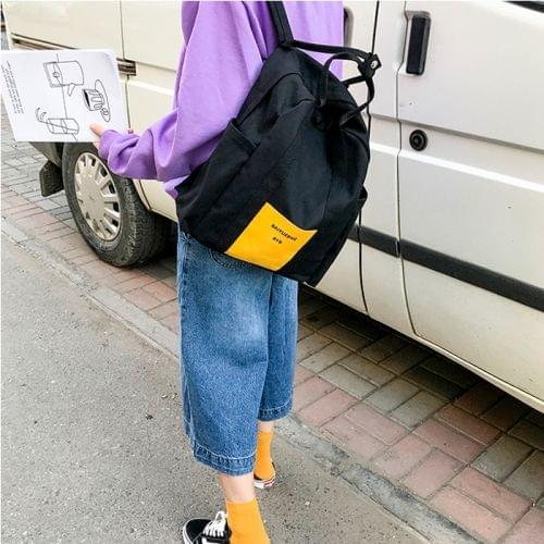 Leisure Fashion Canvas Backpack Handbag(Black)