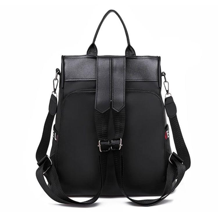 Oxford Cloth Double Shoulders School Bag Travel Backpack Bag (Black)