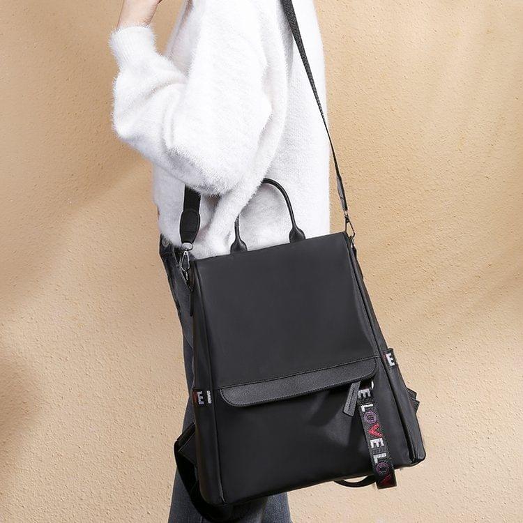 Oxford Cloth Double Shoulders School Bag Travel Backpack Bag (Black)