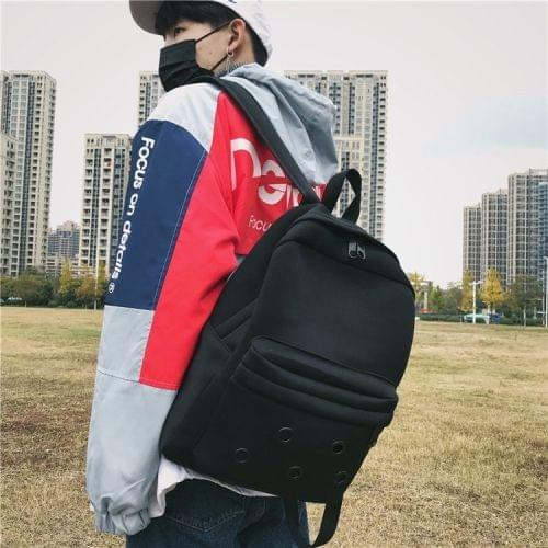 Double Zipper Design Double Shoulders School Bag Travel Backpack Bag (Black)