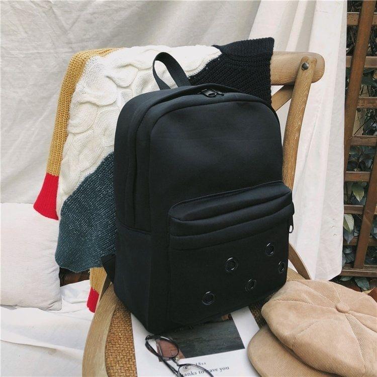 Double Zipper Design Double Shoulders School Bag Travel Backpack Bag (Black)