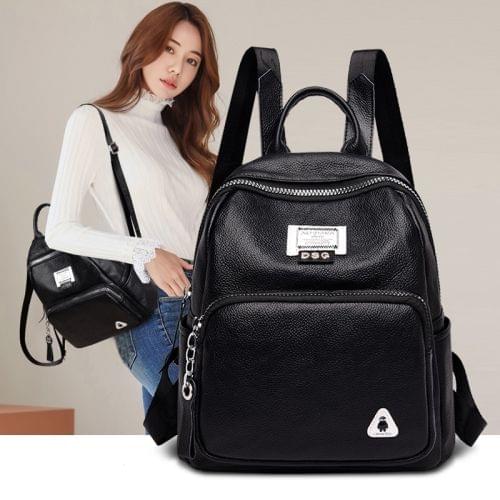 Fashion PU Double Shoulder Bag Messenger Bag Ladies Handbag (Black)