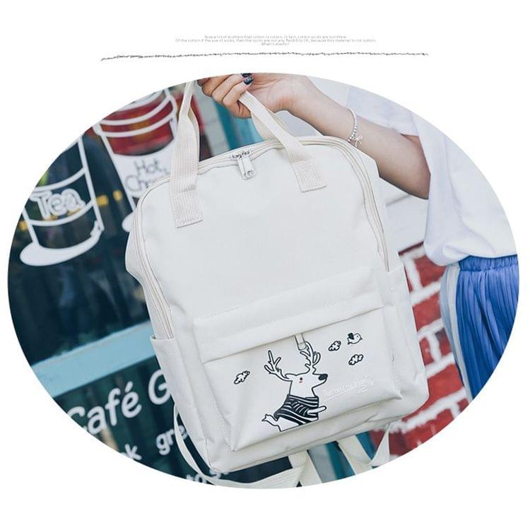 Leisure Fashion Double-shoulder Bag Handbag School Bag (White)