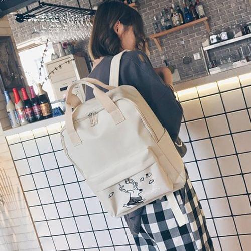 Leisure Fashion Double-shoulder Bag Handbag School Bag (White)