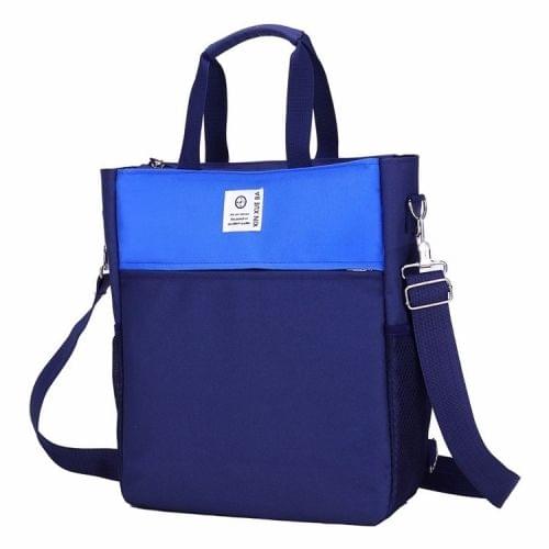 British Style Students Double Shoulders School Backpack Bag Single Shoulder Crossbody Bag (Blue)