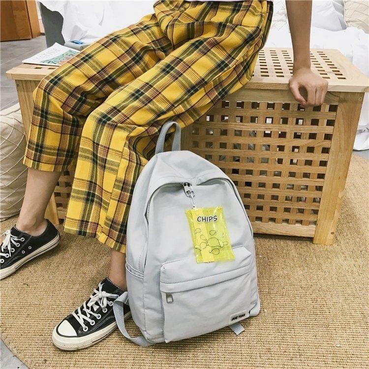 Double Shoulders School Bag Travel Backpack Bag (Grey)
