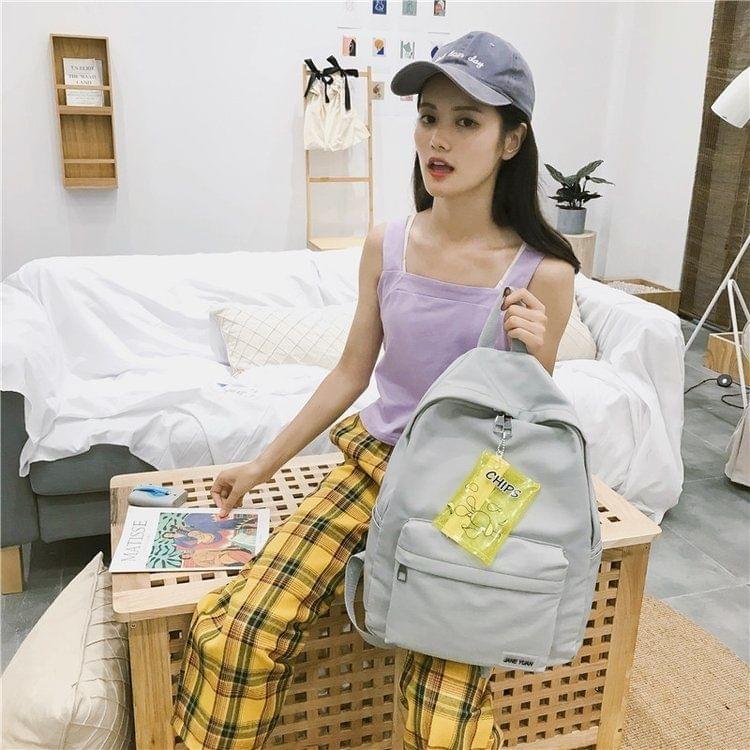 Double Shoulders School Bag Travel Backpack Bag (Grey)