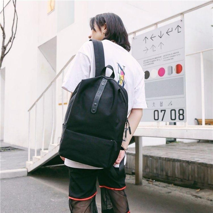 Double Shoulders School Bag Travel Backpack Bag (Black)