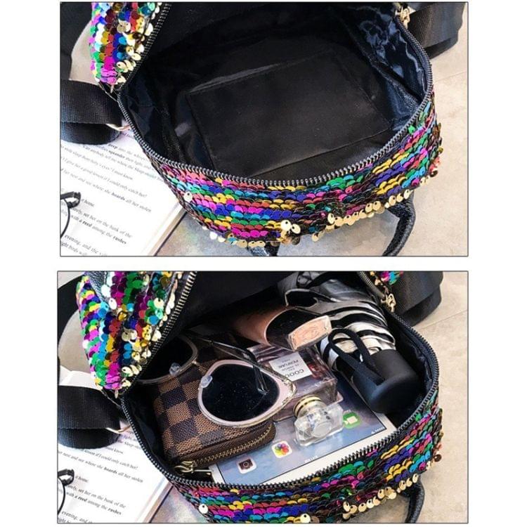 Sequin PU Leather Double Shoulders School  Backpack Bag