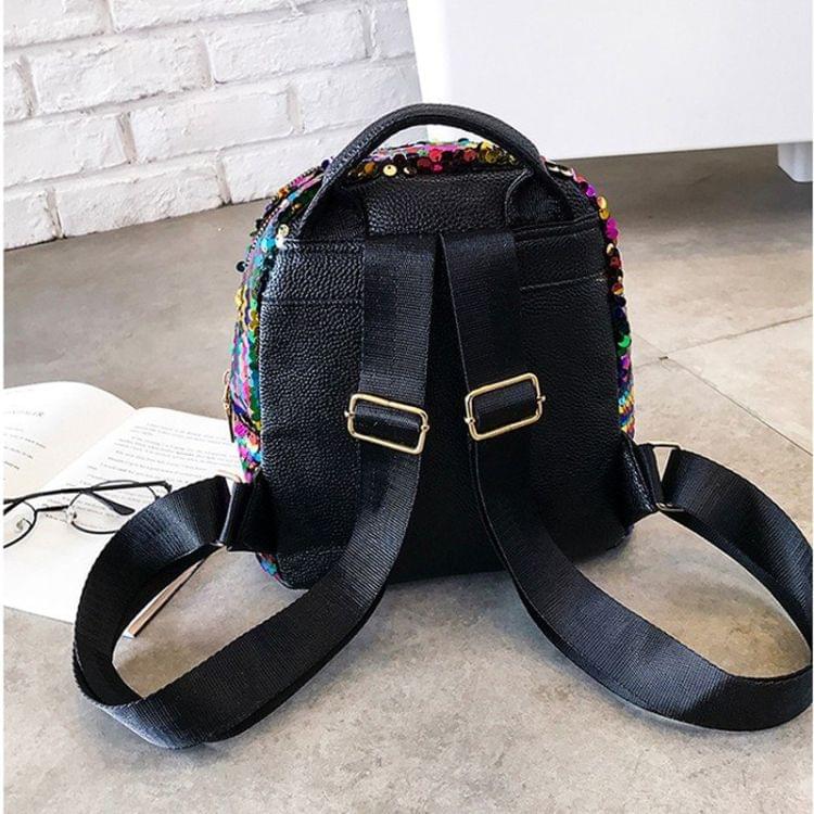 Sequin PU Leather Double Shoulders School  Backpack Bag