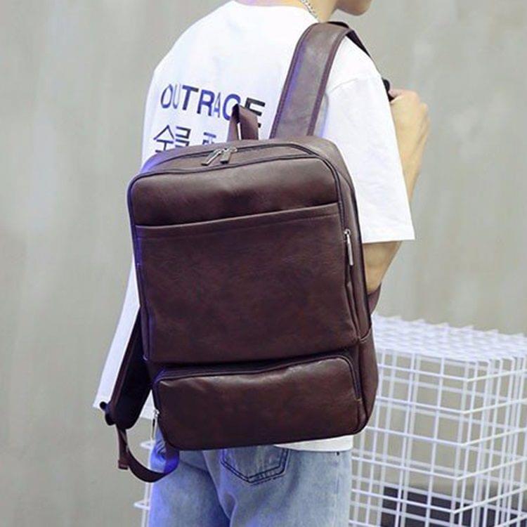 Solid Color Retro PU Leather Double-shoulder Bag Messenger Bag for Men (Brown)