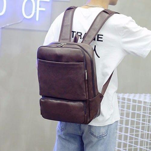 Solid Color Retro PU Leather Double-shoulder Bag Messenger Bag for Men (Brown)