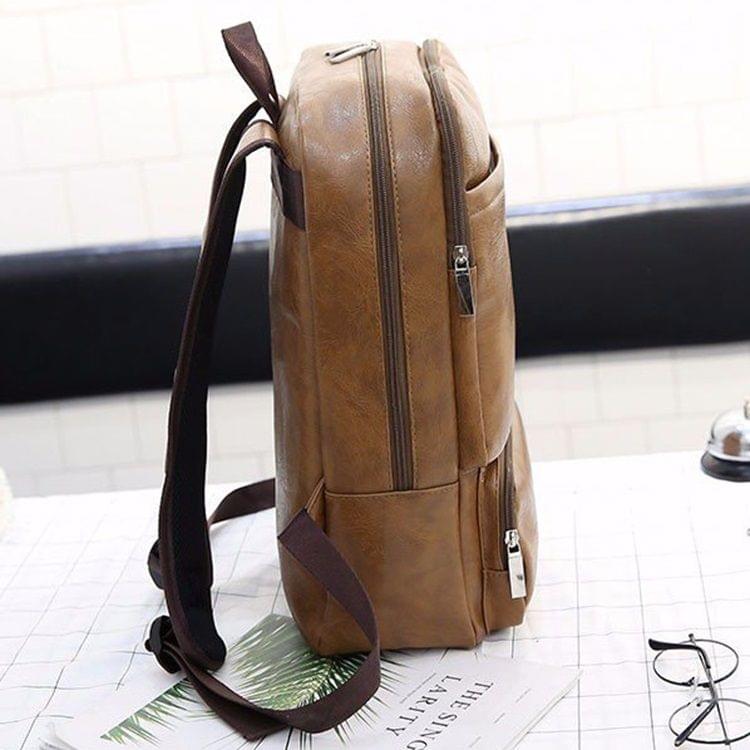 Solid Color Retro PU Leather Double-shoulder Bag Messenger Bag for Men (Brown)