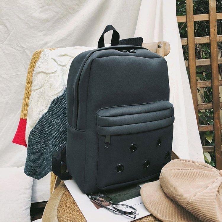 Double Zipper Design Double Shoulders School Bag Travel Backpack Bag (Grey)