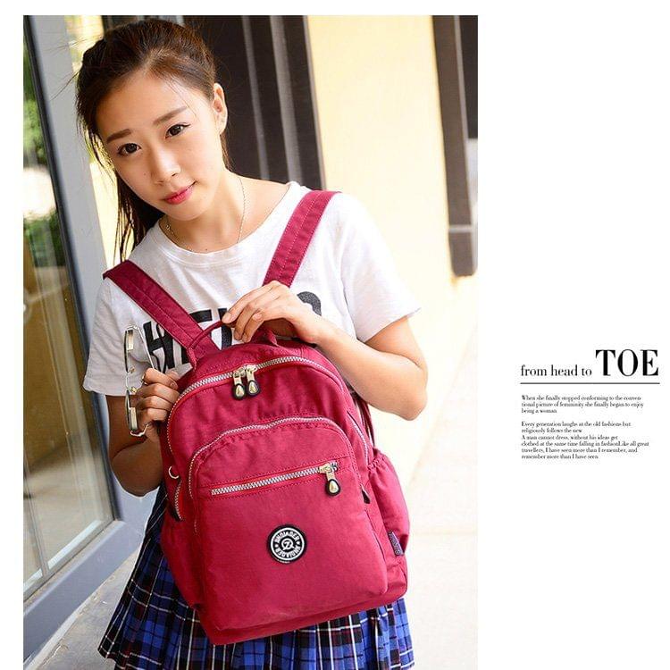Leisure Fashion Nylon Waterproof Double Shoulders Bag(Rose Red)
