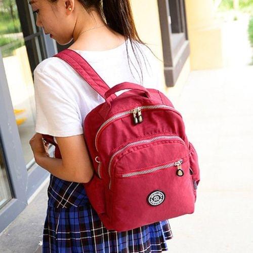 Leisure Fashion Nylon Waterproof Double Shoulders Bag(Rose Red)